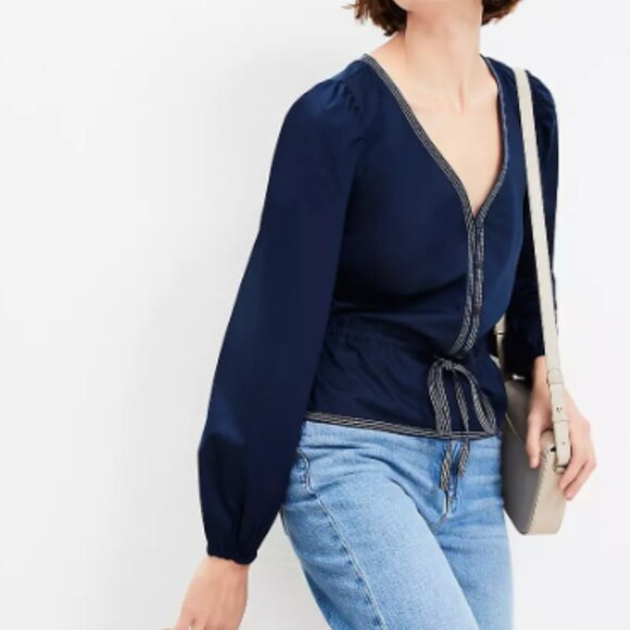 Petite Tie Peplum Blouse by LOFT, Petite Large NWT - Picture 2 of 3